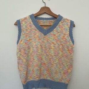 Multicolor Knit Sleeveless Sweater Vest